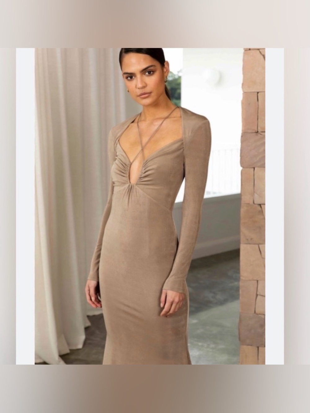 Jason Wu x MISHA Engracia Midi Dress - Khaki (NWT) $320 retail size M - Picture 2 of 16